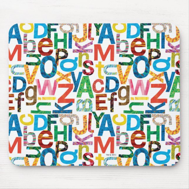 Tapis De Souris Eric Carle | Lettres Motifs alphabétiques (Devant)