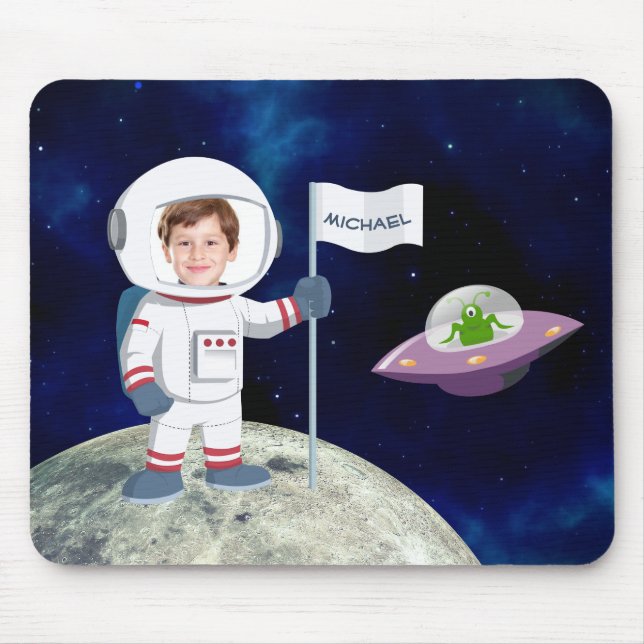 Tapis De Souris Espace photo personnalisé sur la lune Enfants Amus (Devant)