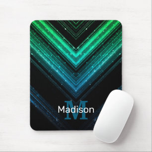 Tapis De Souris Esquisse en métal brillant vert galaxie chevron Mo