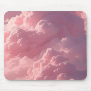 Tapis de souris esthétique aux nuages roses rêveur