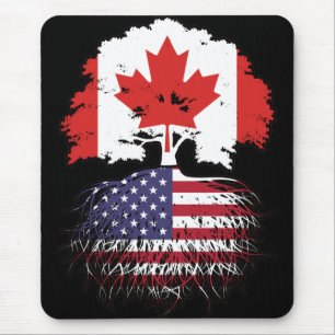 Tapis De Souris États-Unis Amérique Canada drapeau des racines de 