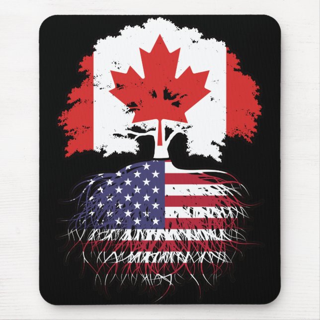 Tapis De Souris États-Unis Amérique Canada drapeau des racines de  (Devant)