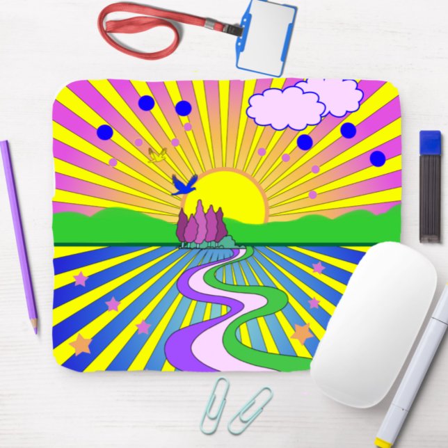 Tapis De Souris Été de l'amour Colorful Psychedelic 60s les années (Créateur téléchargé)