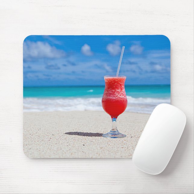Tapis De Souris Eté Framboise Rouge Margarita Sur La Plage Tropica (Avec souris)