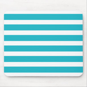 Tapis De Souris Été nautique de turquoise et de rayure blanche