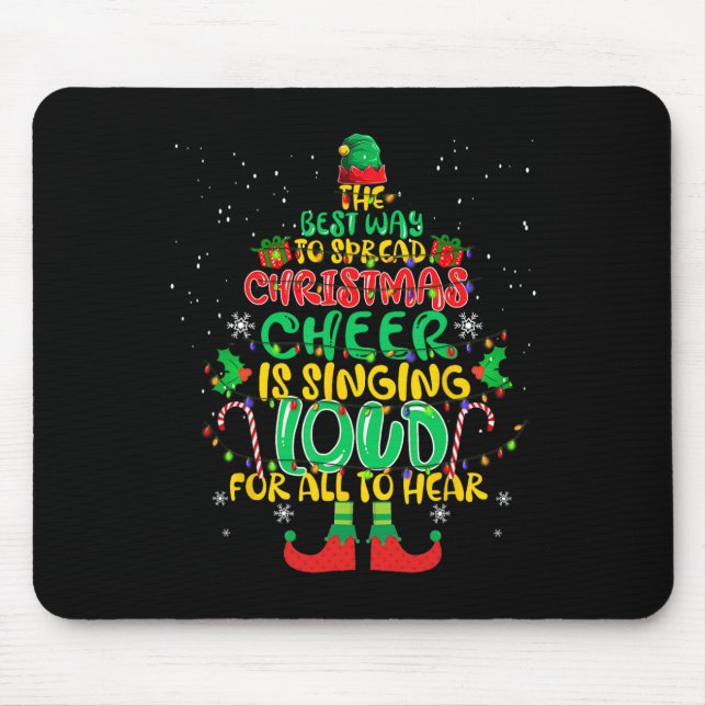 Tapis De Souris Étendre noël la joie chante bruyamment xmas Elf p (Devant)