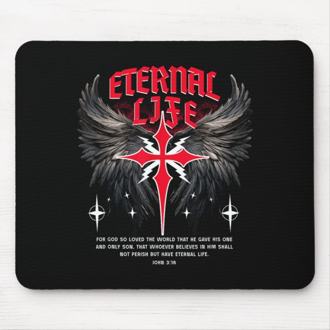 Tapis De Souris Eternal Jesus Cross Gothic Punk Life Nu Goth Bible (Devant)