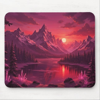 Tapis De Souris Ethereal Mountain Sunset Mouse Pad - Pink Crystal 