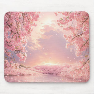 Tapis De Souris Ethérée Cerisier Fleur Eau