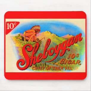 Tapis De Souris étiquette à cigares Sheboygan dans les années 1920