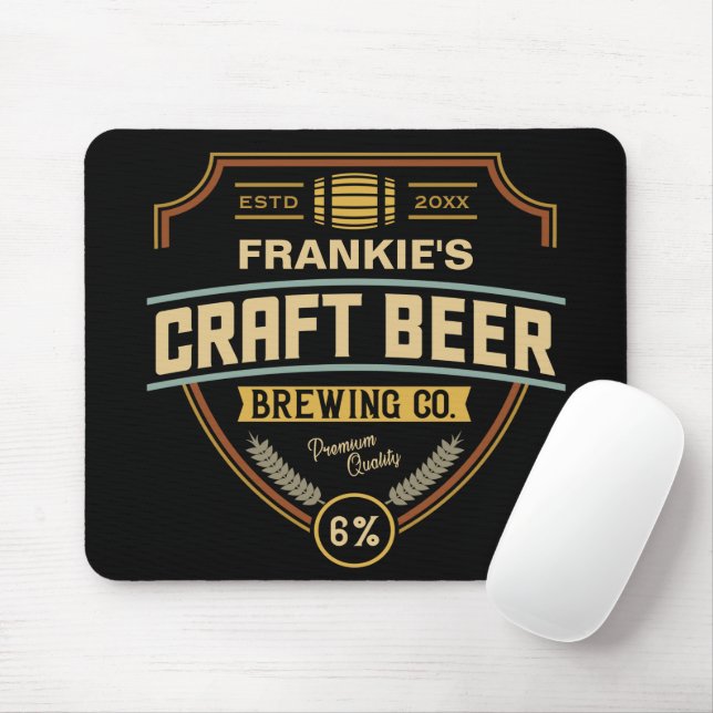 Tapis De Souris Étiquette de bière artisanal personnalisé brasseri (Avec souris)