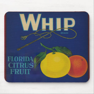 Tapis De Souris Étiquette de fruits vintage à argile de whip