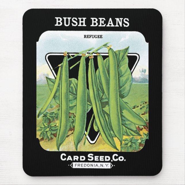 Tapis De Souris Étiquette de paquets de semences de haricots Bush (Devant)