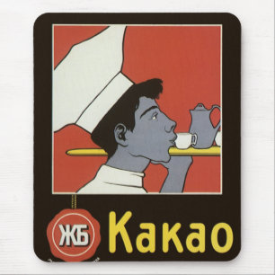 Tapis De Souris Étiquette de produit vintage, chocolat chaud russe