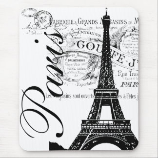 Tapis De Souris Étiquette vintage de Paris et de Tour Eiffel