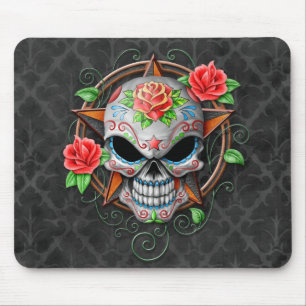 Tapis De Souris Étoile de crâne de sucre, grise