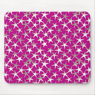 Tapis De Souris Étoiles argentées sur fond violet améthyste