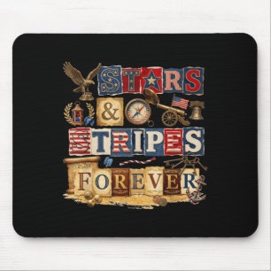 Tapis De Souris Étoiles Bandes Pour Toujours Patriotique Americana