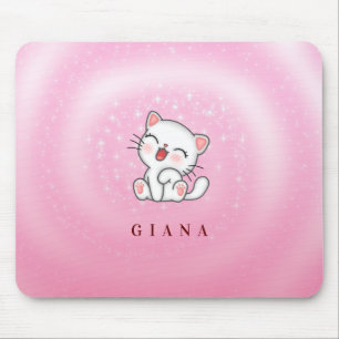 Tapis De Souris Étoiles blanches de chats monogrammes