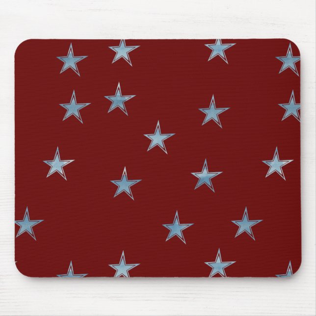 Tapis De Souris Étoiles d'aquarelle rouge et bleu (Devant)