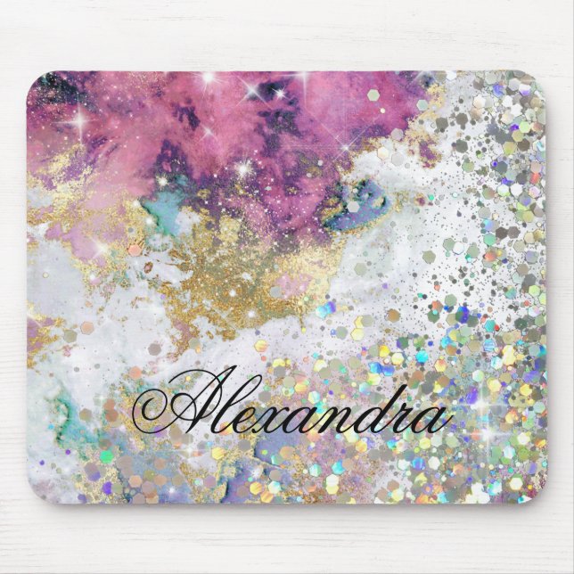 Tapis De Souris Étoiles de Bling moderne Parties scintillant Gold  (Devant)