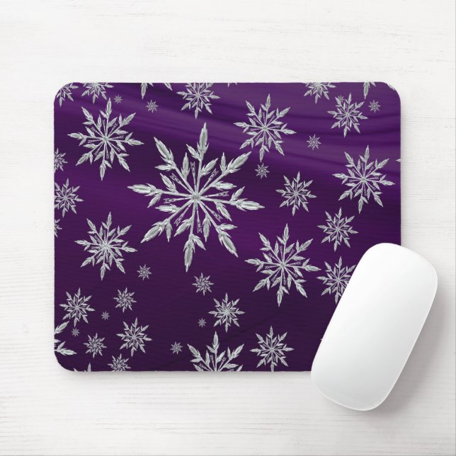 Tapis De Souris étoiles de Noël pourpres avec cristal de glace bla (Avec souris)