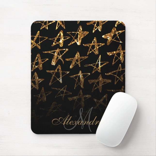 Tapis De Souris Étoiles de Parties scintillant d'or (Avec souris)