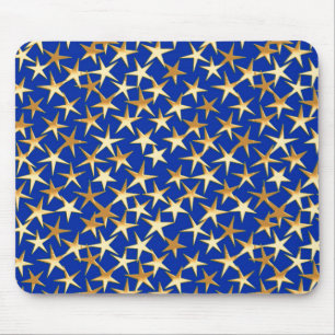 Tapis De Souris Étoiles dorées sur fond bleu de cobalt