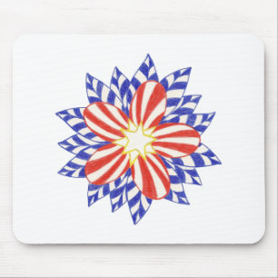 Tapis De Souris Étoiles et rayures Patriotique Fleur Mousepads