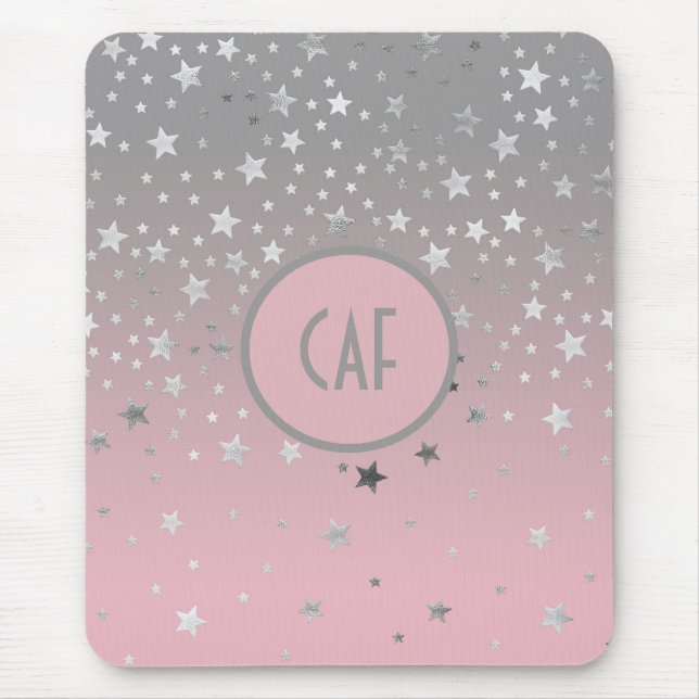 Tapis De Souris Étoiles rose gris Ombre tendance chic (Devant)