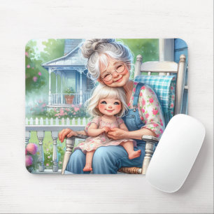 Tapis De Souris Étreinte de grand-mère et petite-fille sur la véra