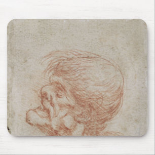 Tapis De Souris Étude de tête de caricature d'un vieil homme,