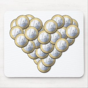 Tapis De Souris Euro Pièces - motif cardiaque - mousepad
