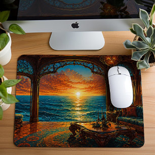 Tapis De Souris Évasion de rêve au coucher de soleil océanique