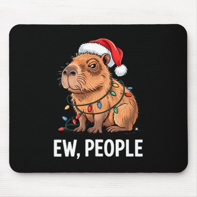 Tapis De Souris Ew People Capybara Christmas Lights Funny Introver (Devant)