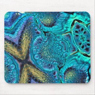 Tapis De Souris Explosion couleur Abstraite Aqua Blue Gold Pad
