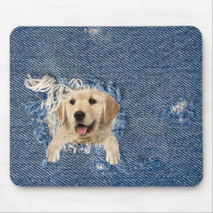 Tapis De Souris extraction en jean bleu trou