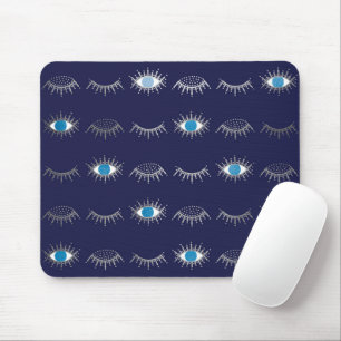Tapis De Souris Eyelashes oculaires bleus argenté Nazar Mati Motif