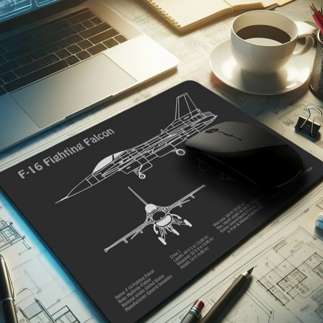 Tapis De Souris F-16 Faucon de combat - Plan directeur de l'avion  (Créateur téléchargé)