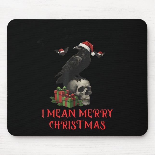 Tapis De Souris F-caw-f Christmas Crow Funny Goth Christmas Skull  (Devant)