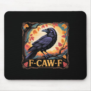 Tapis De Souris F-caw-f Crow Éffrayant Halloween Leaves d'automne 