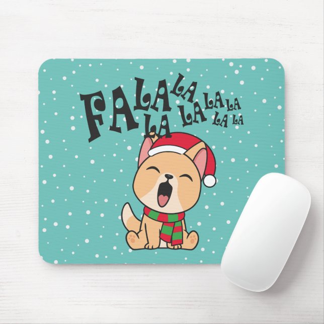 Tapis De Souris Fa La La La La Christmas Chant Chien | Mousepad (Avec souris)