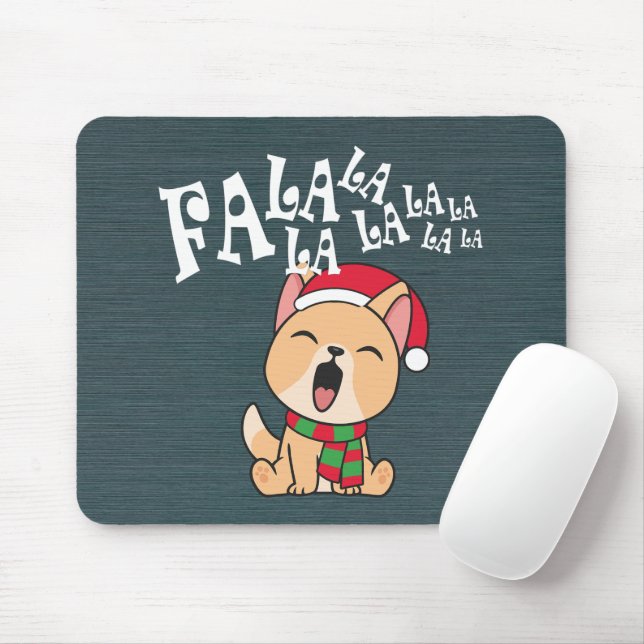 Tapis De Souris Fa La La La La Christmas Chant Chien | Mousepad (Avec souris)