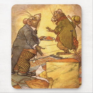 Tapis De Souris Fable d'Ésope vintage, Souris des champs, Souris d