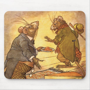Tapis De Souris Fable d'Ésope vintage, Souris des champs, Souris d