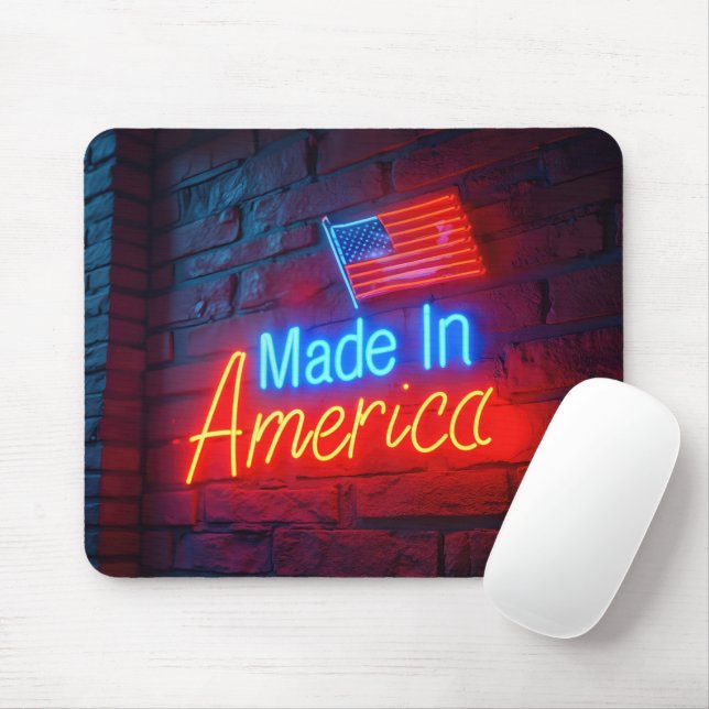 Tapis De Souris Fabriqué En Amérique Neon Sign On Brick (Avec souris)