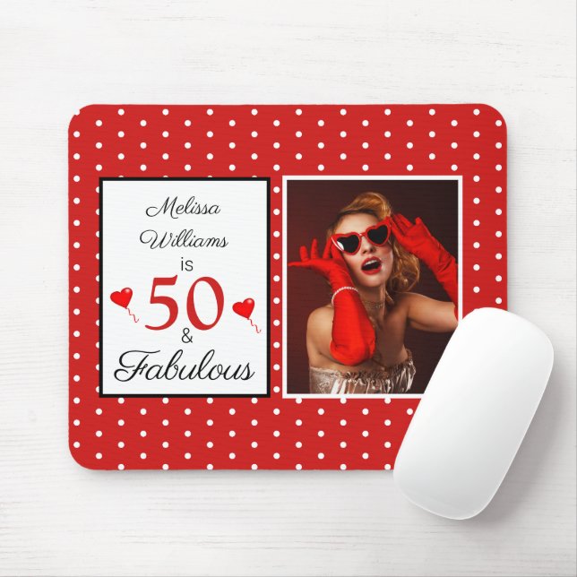 Tapis De Souris Fabuleux 50 Anniversaire Personnalisé Nom Photo 50 (Avec souris)