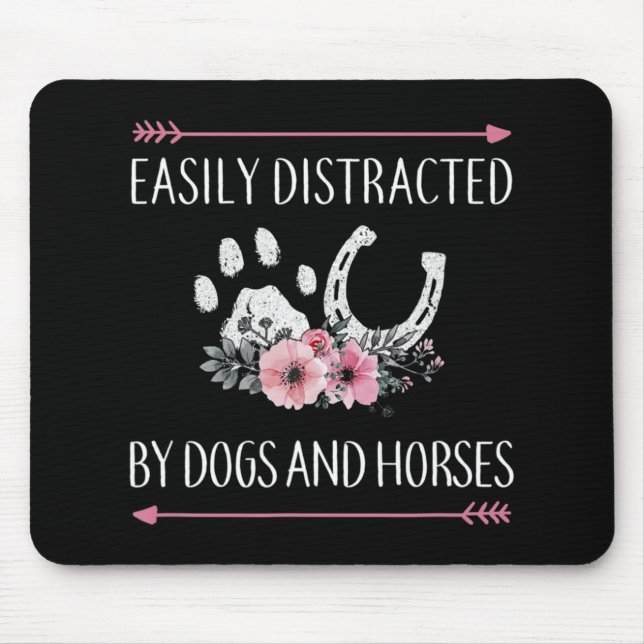 Tapis De Souris Facilement Distrait Par Les Chiens Et Les Chevaux (Devant)