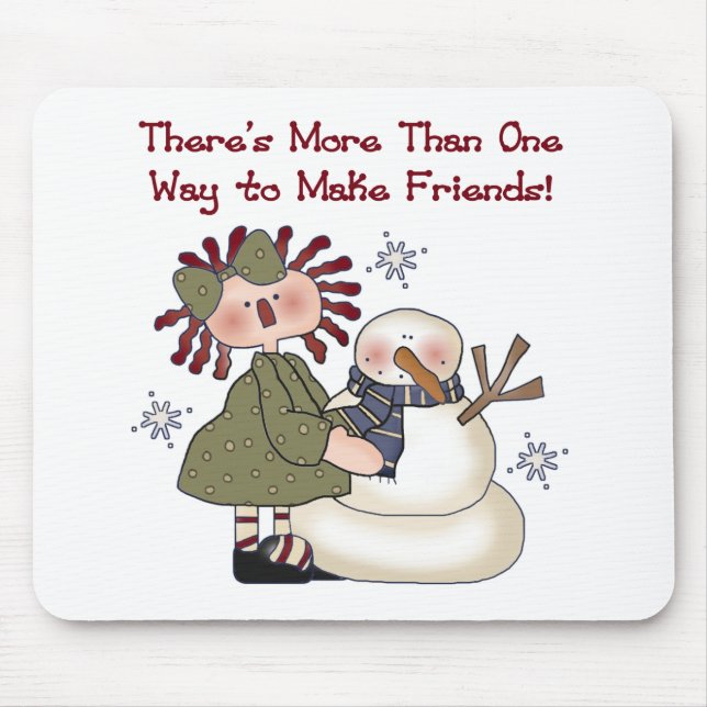 Tapis De Souris Faire des amis T-shirts et cadeaux Snowman (Devant)