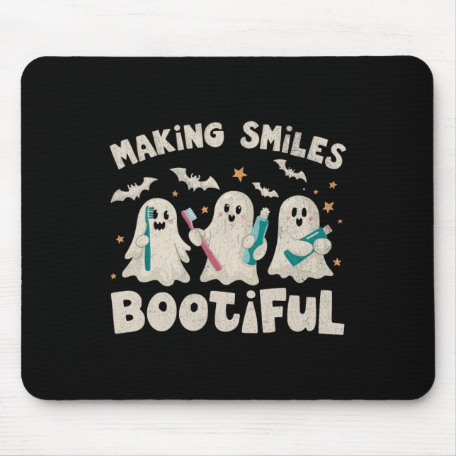 Tapis De Souris Faire sourire Botieux Halloween drôle Fantôme Dent (Devant)